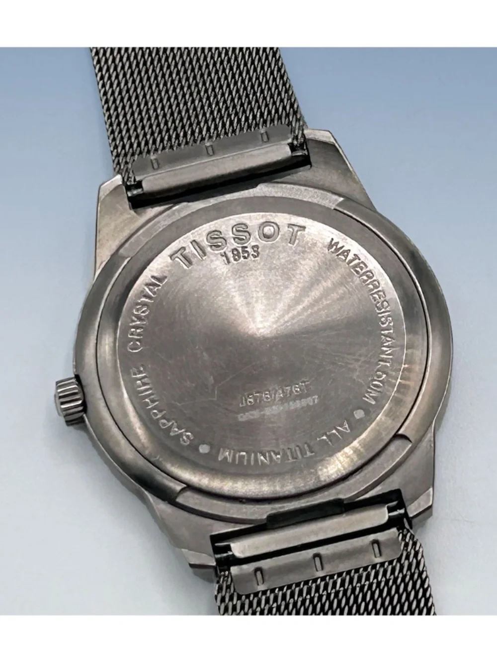 TISSOT 1853 Men's Titanium PR50 Swiss Quartz Slim Watch w Mesh Band